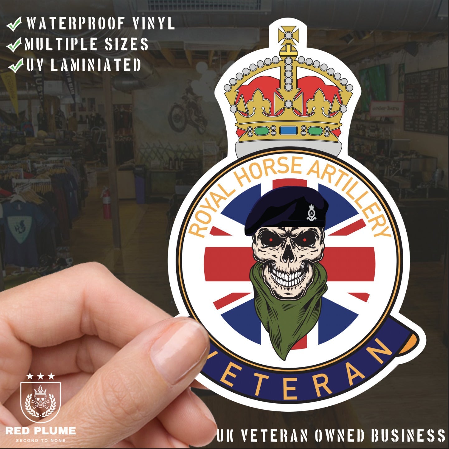 Royal Horse Artillery Veteran UV Laminated Lord Kitchener & Beret Decal redplume