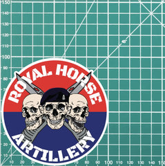 Royal Horse Artillery Waterproof Vinyl Stickers Three Skull Design redplume