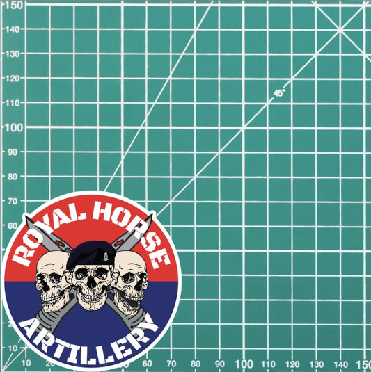 Royal Horse Artillery Waterproof Vinyl Stickers Three Skull Design redplume