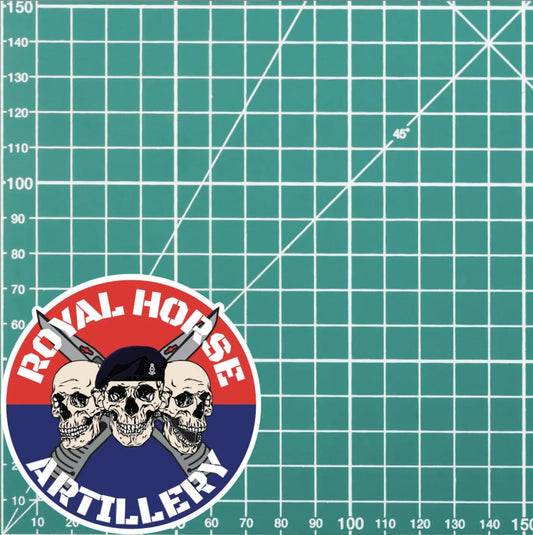 Royal Horse Artillery Waterproof Vinyl Stickers Three Skull Design redplume
