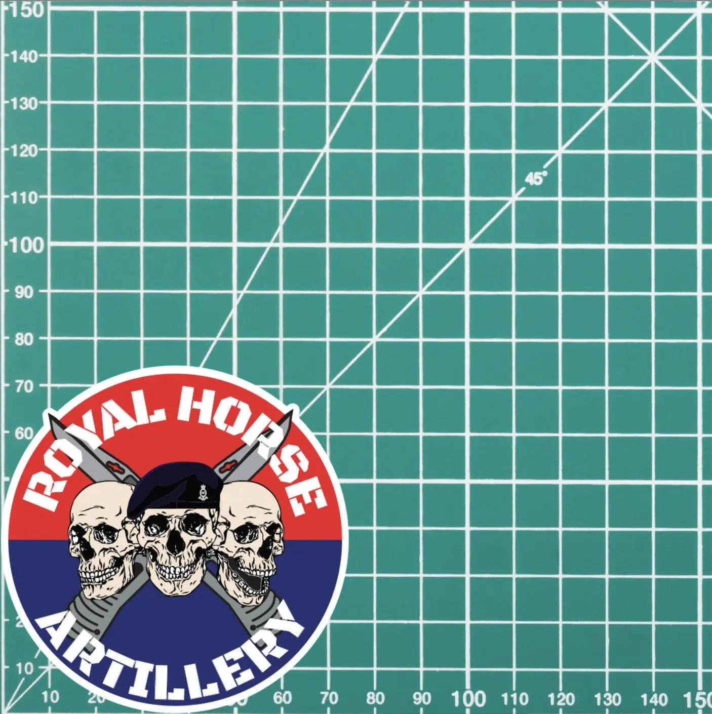 Royal Horse Artillery Waterproof Vinyl Stickers Three Skull Design redplume