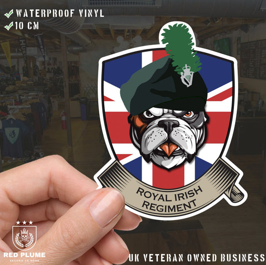 Royal Irish Regiment British Bulldog Vinyl Sticker - 10cm redplume