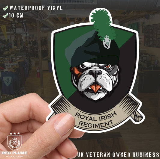 Royal Irish Regiment TRF British Bulldog Vinyl Sticker - 10cm redplume