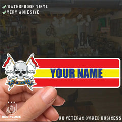 Royal Lancers Waterproof Vinyl Name Stickers - Personalised - Red Plume