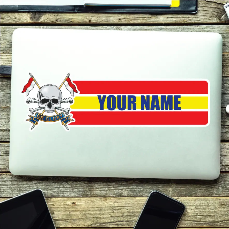 Royal Lancers Waterproof Vinyl Name Stickers - Personalised - Red Plume