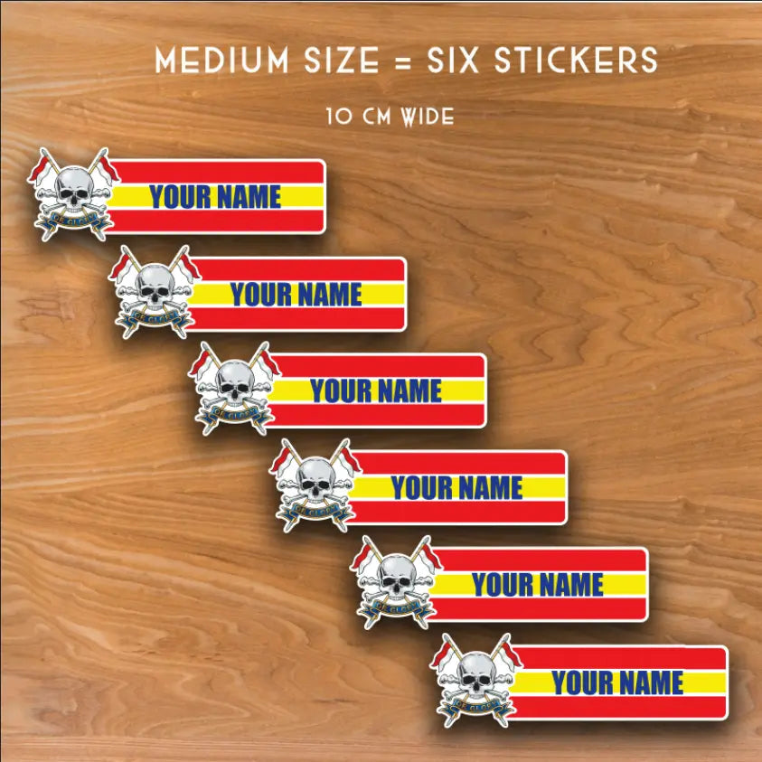 Royal Lancers Waterproof Vinyl Name Stickers - Personalised - Red Plume