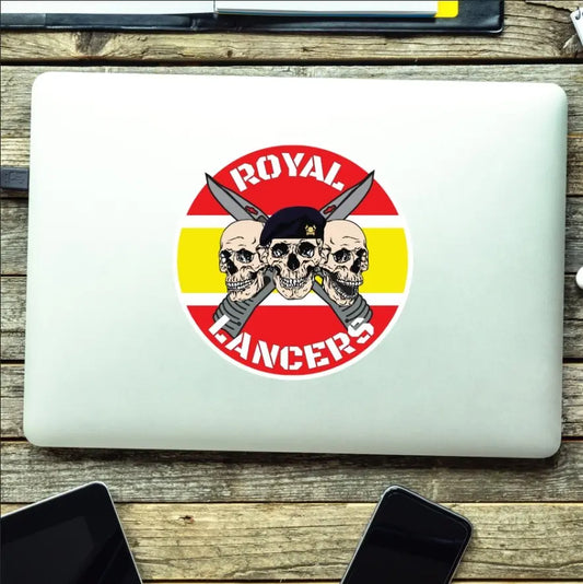 Royal Lancers Waterproof Vinyl Stickers Three Skull Design redplume