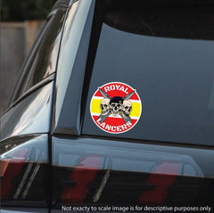 Royal Lancers Waterproof Vinyl Stickers Three Skull Design redplume
