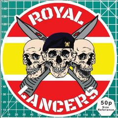 Royal Lancers Waterproof Vinyl Stickers Three Skull Design redplume