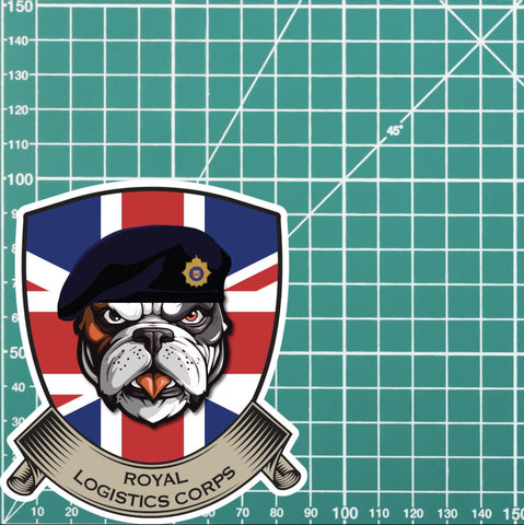 Royal Logistics Corps British Bulldog and Union Jack Shield Vinyl Sticker - 10cm redplume