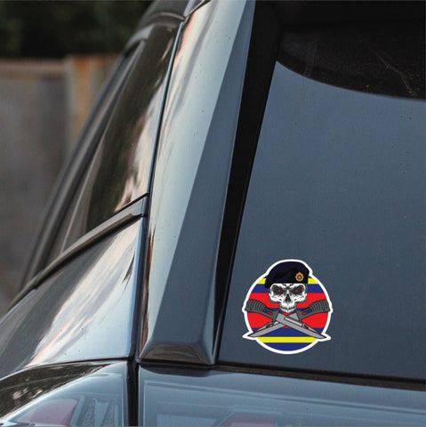 Royal Logistics Corps Car Decal - Stylish Skull and Crossed Bayonets Design redplume