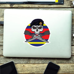 Royal Logistics Corps Car Decal - Stylish Skull and Crossed Bayonets Design redplume