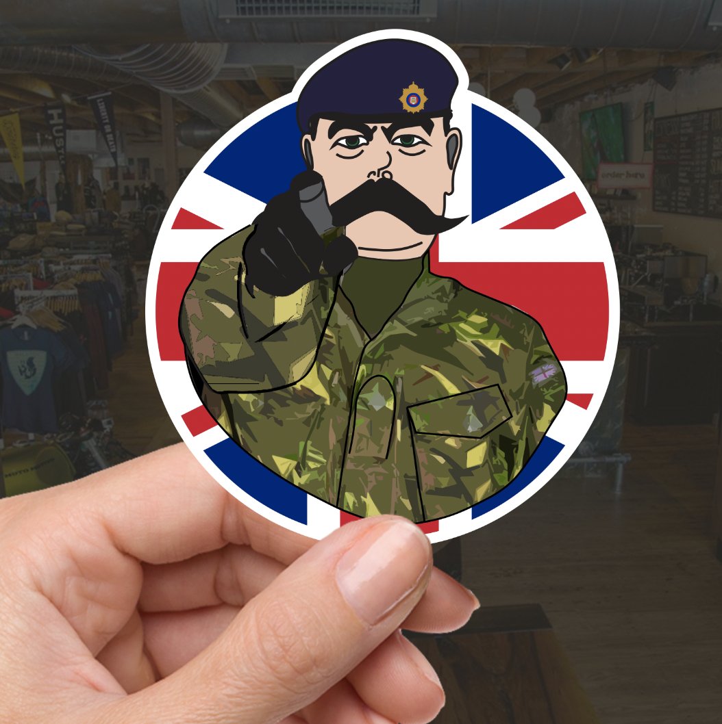Royal Logistics Corps RLC Vinyl Waterproof Sticker, Lord Kitchener Design redplume
