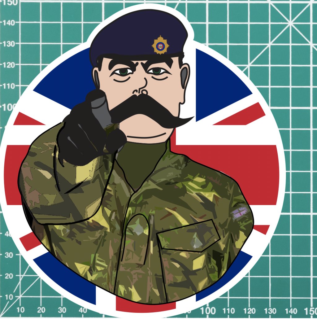 Royal Logistics Corps RLC Vinyl Waterproof Sticker, Lord Kitchener Design redplume