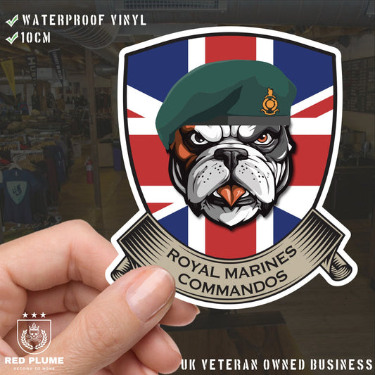 Royal Marines British Bulldog and Union Jack Shield Vinyl Sticker - 10cm redplume