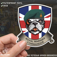 Royal Marines British Bulldog and Union Jack Shield Vinyl Sticker - 10cm redplume
