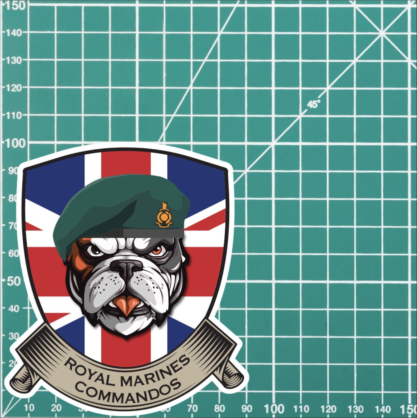 Royal Marines British Bulldog and Union Jack Shield Vinyl Sticker - 10cm redplume