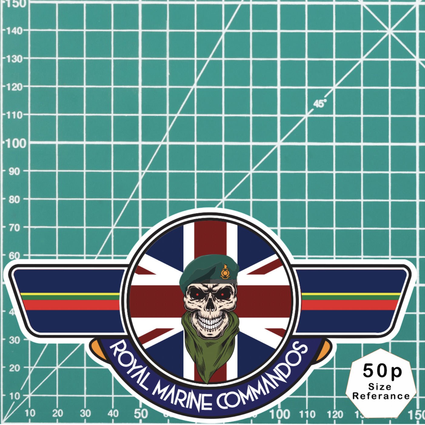 Royal Marines UV Laminated Vinyl Sticker - Wings redplume