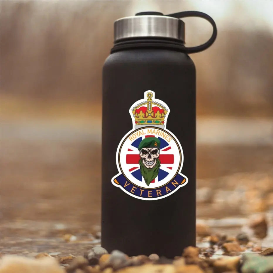 Royal Marines Veteran UV Laminated Skull & Beret Decal redplume
