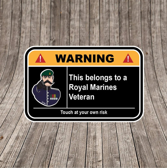Royal Marines Veteran Warning Funny Vinyl Sticker 100mm wide redplume