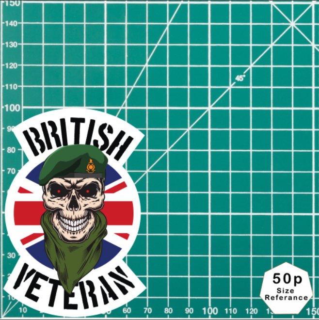 Royal Marines Veteran Waterproof Vinyl Decal/Sticker Skull and Union Jack redplume