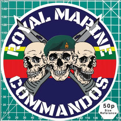 Royal Marines Waterproof Vinyl Stickers Three Skull Design redplume