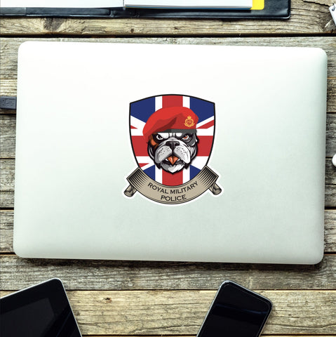 Royal Military Police British Bulldog and Union Jack Shield Vinyl Sticker - 10cm redplume