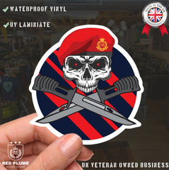 Royal Military Police Car Decal - Stylish Skull and Crossed Bayonets Design redplume