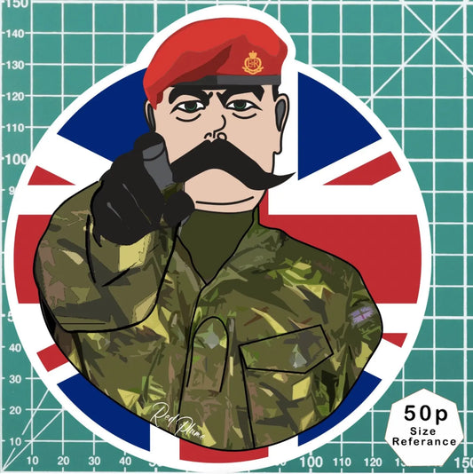 Royal Military Police RMP Vinyl Waterproof Sticker, Lord Kitchener Design redplume