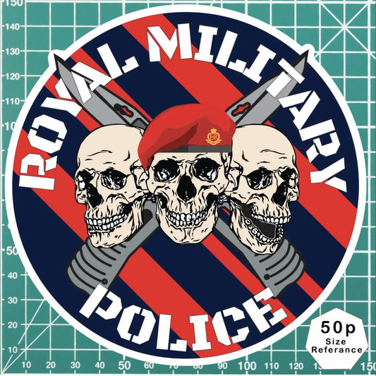 Royal Military Police Waterproof Vinyl Stickers Three Skull Design redplume