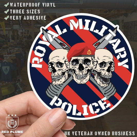 Royal Military Police Waterproof Vinyl Stickers Three Skull Design redplume