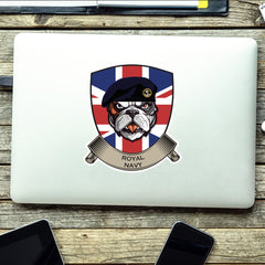 Royal Navy British Bulldog and Union Jack Shield Vinyl Sticker - 10cm redplume