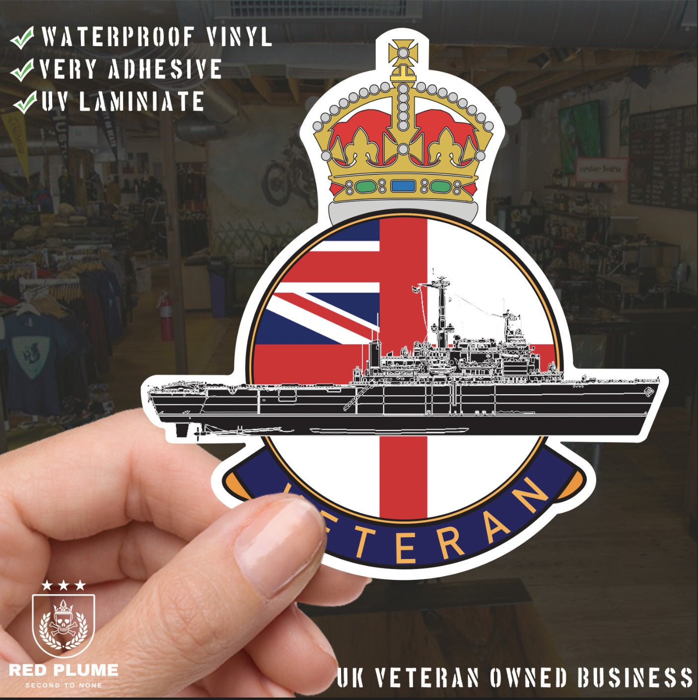 Royal Navy Fearless Class Veterans Vinyl Sticker - White Ensign Design redplume