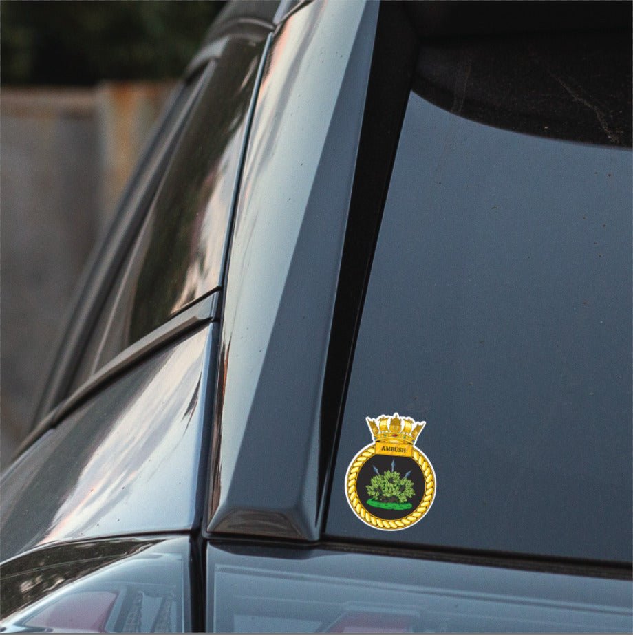 Royal Navy HMS Ambush Waterproof Vinyl Sticker - Multiple Sizes redplume