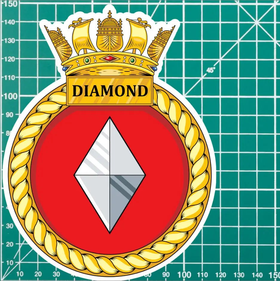 Royal Navy HMS Diamond Waterproof Vinyl Sticker - Multiple Sizes redplume