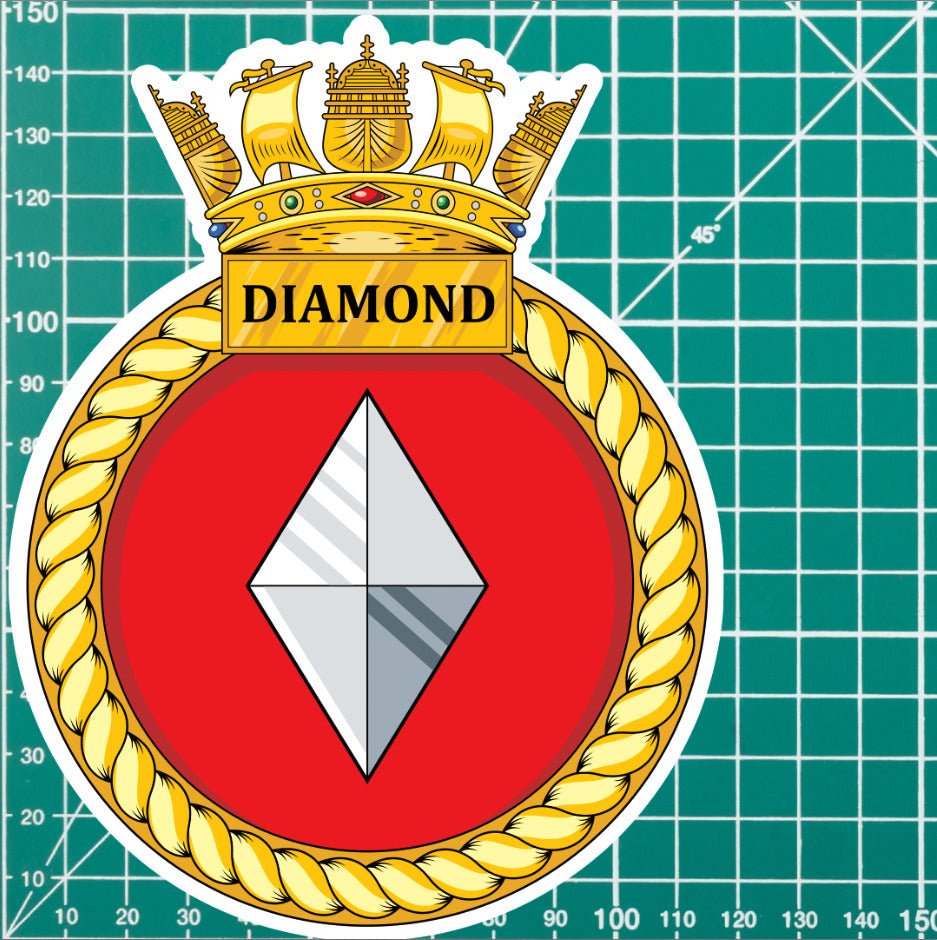 Royal Navy HMS Diamond Waterproof Vinyl Sticker - Multiple Sizes redplume