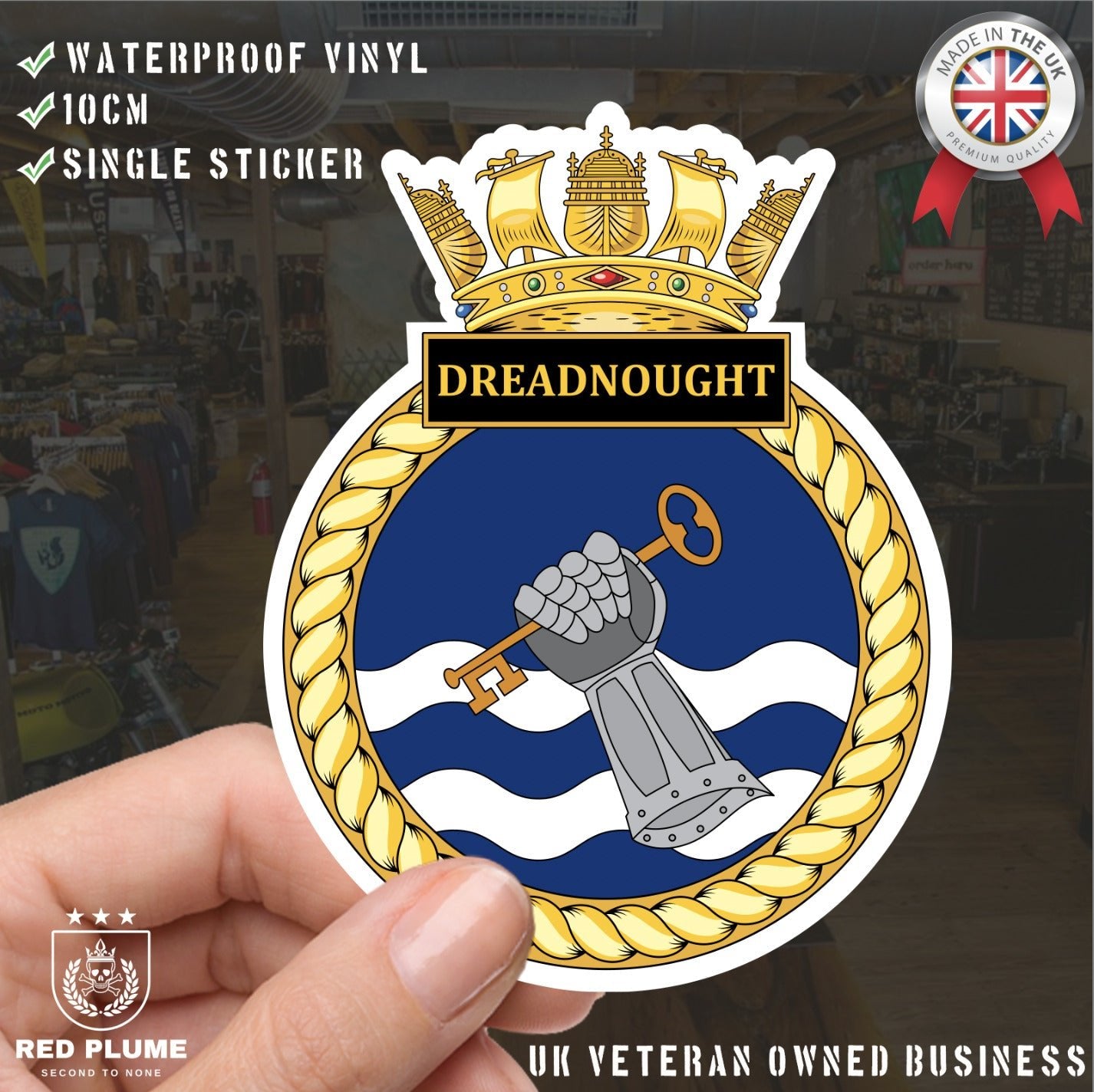 Royal Navy HMS Dreadnought Waterproof Vinyl Sticker - Multiple Sizes redplume