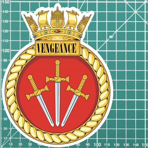 Royal Navy HMS Vengeance Waterproof Vinyl Sticker - Multiple Sizes redplume