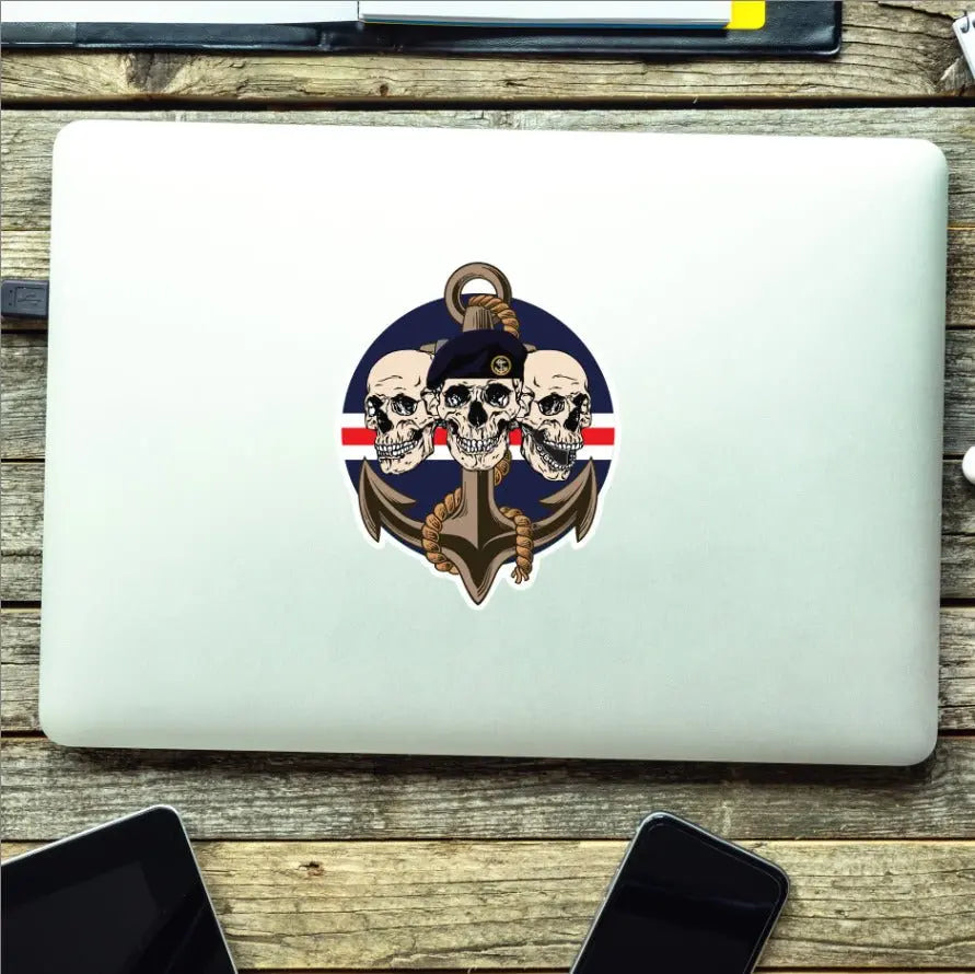 Royal Navy Waterproof Vinyl Stickers Three Skull Design redplume