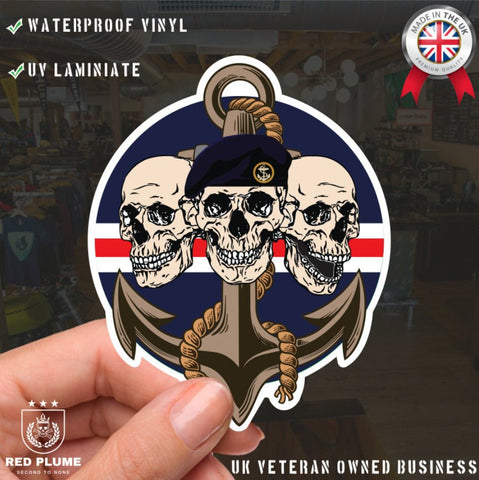 Royal Navy Waterproof Vinyl Stickers Three Skull Design redplume