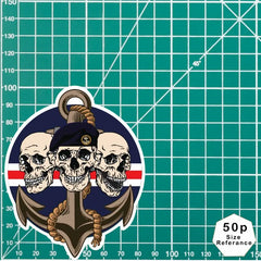 Royal Navy Waterproof Vinyl Stickers Three Skull Design redplume