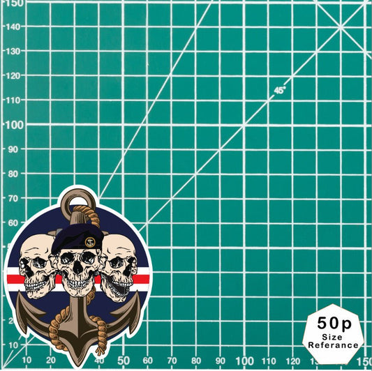 Royal Navy Waterproof Vinyl Stickers Three Skull Design redplume