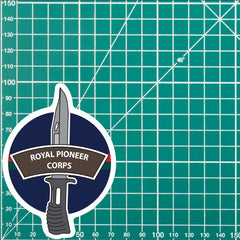 Royal Pioneer Corps Vinyl Decal, TRF Colours & Bayonet Design - 10cm redplume