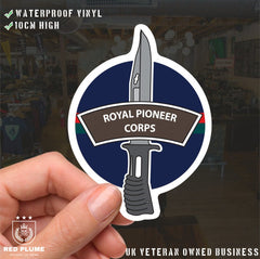 Royal Pioneer Corps Vinyl Decal, TRF Colours & Bayonet Design - 10cm redplume