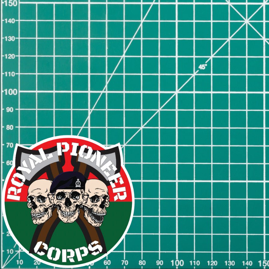 Royal Pioneer Corps Waterproof Vinyl Stickers Three Skull AXE Design redplume