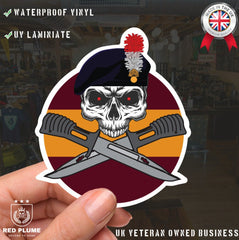 Royal Regiment of Fusiliers Car Decal - Stylish Skull and Crossed Bayonet Design redplume