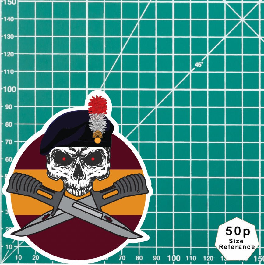 Royal Regiment of Fusiliers Car Decal - Stylish Skull and Crossed Bayonet Design redplume