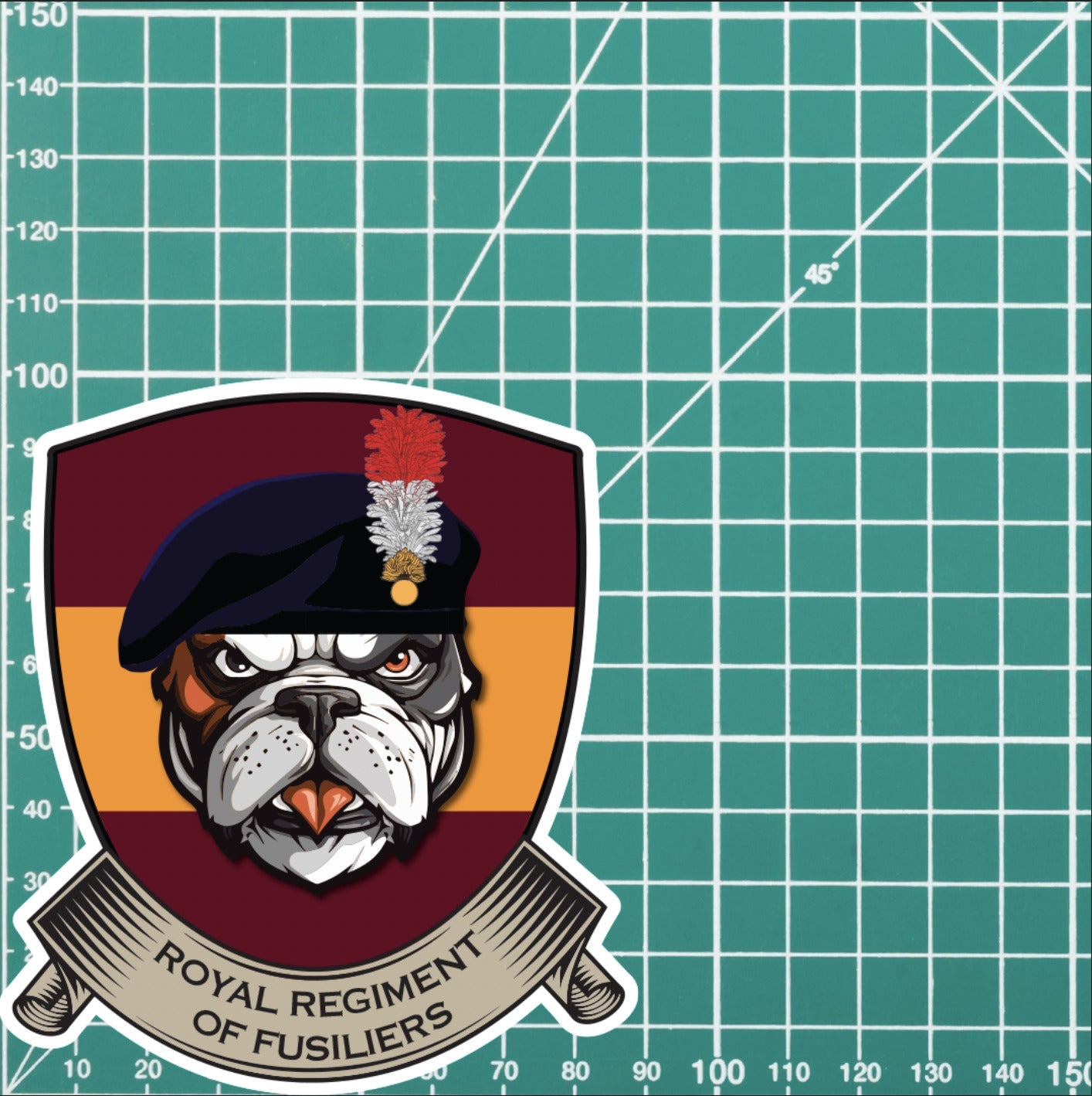 Royal Regiment of Fusiliers TRF British Bulldog Vinyl Sticker - 10cm redplume