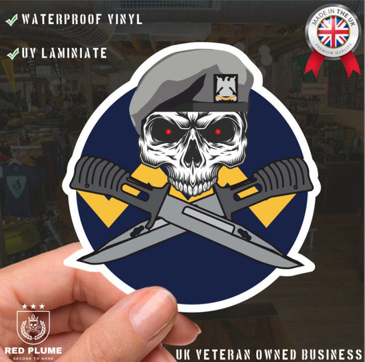 Royal Scots Dragoon Guards Car Decal - Stylish Skull and Crossed Bayonets Design redplume