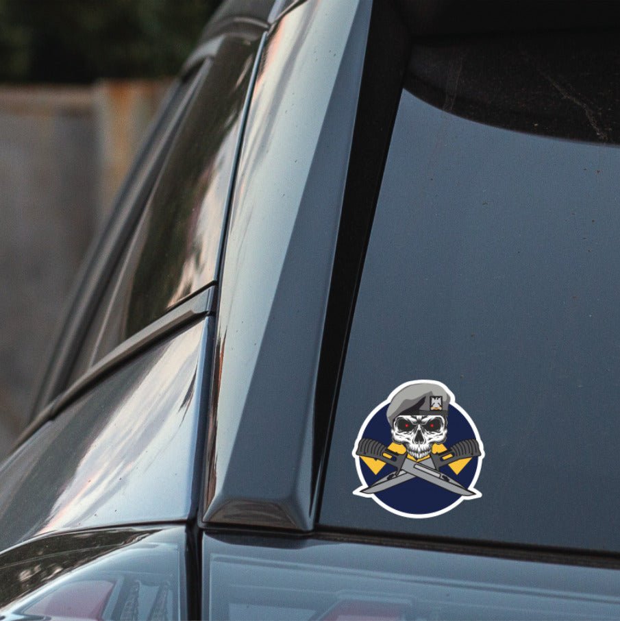 Royal Scots Dragoon Guards Car Decal - Stylish Skull and Crossed Bayonets Design redplume